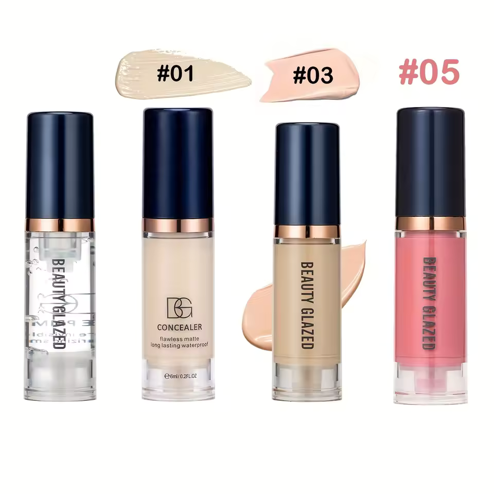 4Pcs Primer Foundation Blush Set